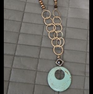 Elegant Gold and Brown Beaded Teal Necklace